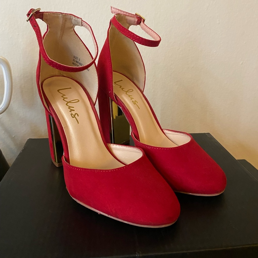 Lulus Laura Red Suede Heels